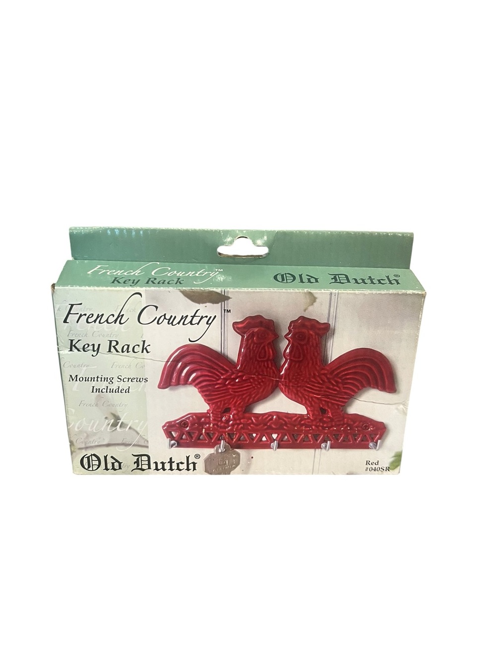 Old Dutch French Country Red 5 Key Rack Chickens Rooster Farm Decor Cast Iron